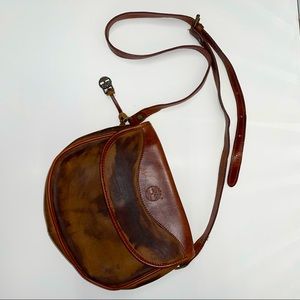 Vintage Genuine Raw Brown Leather Timberland Handbag, Shoulderbag, Purse